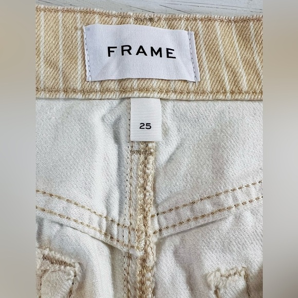 Frame High N Tight Striped Denim Mini Skirt, Color Sand Multi, Size 25 - Picture 8 of 11